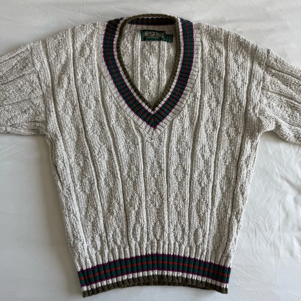 Vintage 90s V-Neck Knit Sweater - Picture 6 of 9